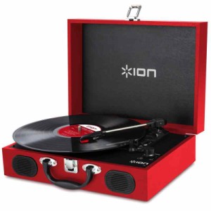 ION Audio(アイオンオーディオ) ポータブルレコードプレーヤー スーツケース型 スピーカー内蔵持ち運び 電池でも稼働 Vinyl Transport 赤