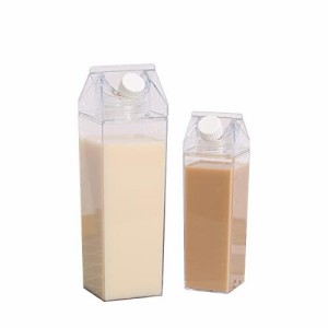 CLOGRATIA 牛乳パック型ドリンクボトル 牛乳瓶 ミルクボックス 透明 水筒 500ml 1000ml (1000ml)