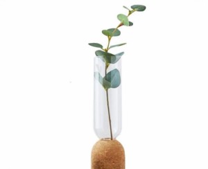 クレイ フラワーベース 一輪挿し 天然木 コルク ガラス 花瓶 (ガラス×コルク)