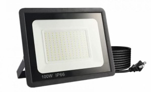 IP66防水 LED 投光器 作業灯 100V/200V 85~265V対応 100W 15000LM フラッドライト 省エネ 高輝度 アース付きプラグ PSE適合 1.8Mコード 