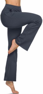 [テスラ] ジャージ 下 レディース ブーツカット パンツ [伸縮性・軽量] カジュアルパンツ ヨガウェア ヨガパンツ (アンクル丈-チャーコー