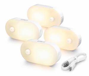 LYRIDZ LEDセンサーライト usb充電式 足元灯 常夜灯 人勧センサー (電球色 4 PACK)