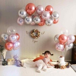 [BON PRODUIT]バースデー バルーン 風船 誕生日 男の子 女の子 1歳 2歳 28枚セット [24cm〜35cm] (ローズゴールド)