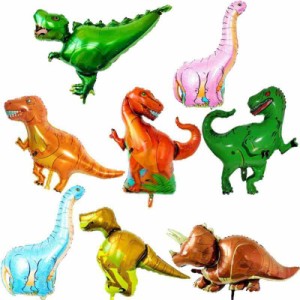 ED-Lumos 恐竜 風船 3D動物バルーンセット 誕生日飾り付け カラフル 気球 飾り小物 装飾用 子供 男の子 パーティー アルミ風船 8枚セット