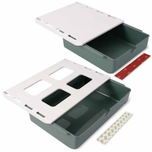 デスク下収納ボックス (Lサイズ+Sサイズ組合せセット, グリーン)