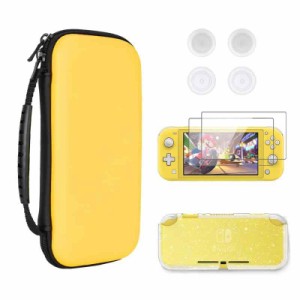 DLseego Switch Lite対応 バッグセット（収納バッグ*1＋キラキラTPUカバー+ガラスフィルム*2 +親指キャップ*4）かわいいEVA素材 ナイロン