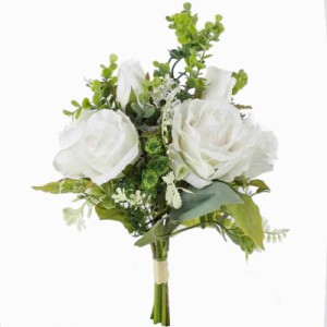 WillingYou オリジナル ブーケ 造花 フェイクフラワー 観葉植物 インテリア おしゃれ 飾り 母の日 プレゼント バラ 1束 ホワイト