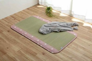 イケヒコ・コーポレーション い草 ベビー マット シーツ ふとん デニムスター 約70×120cm ピンク 子供用 星 mat 国産 日本製 お昼寝 ネ