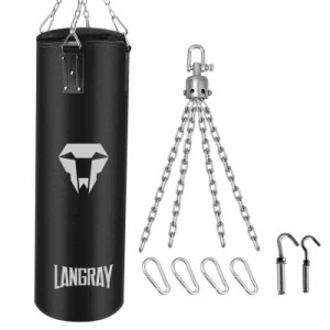 パンチバッグ LangRay サンドバッグ ボクシング 多層耐久PU材質 散打 体鍛え フィットネス 格闘技 気分転換 ストレス解消 吊り式 空手 キ