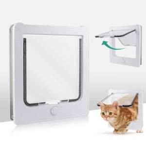 PETLESO ペットドア 猫扉 猫出入り口 超小型犬用 室内用 冷暖房対策 ホワイト (通行寸法18*18.5cm)