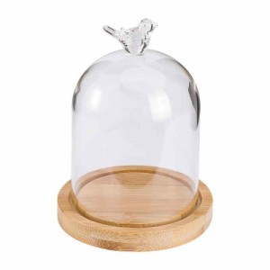 DECHOUS 透明ガラスドーム コレクションケース プリザードフラワーケース ドライフラワーケース ガラスカバー 木製ベース クローシェ 花 