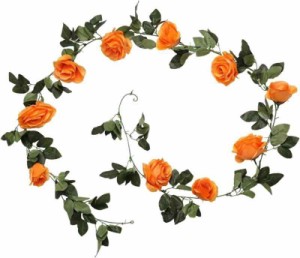 南風社 英国風 薔薇ガーランド 選べる4色 2m バラ 装飾 飾りつけ ローズ 造花 花材 つた (オレンジ)