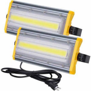 Maikading LED 投光器 耐久性 省エネ 倉庫照明 防犯灯 駐車場灯 屋外作業 (50W【2個】)