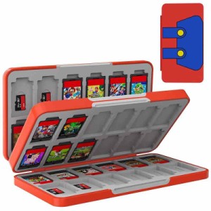 Switchカードケース 48枚ソフトケース＆24枚マイクロSDカード収納可 (レッド)