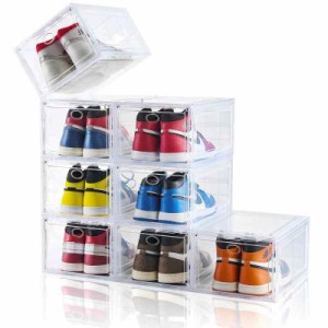 Amllas シューズボックス 靴収納 スニーカーボックス 透明 玄関 収納 ボックスケース 多層 組み立て式 防塵 ディスプレイ 小物 化粧品収