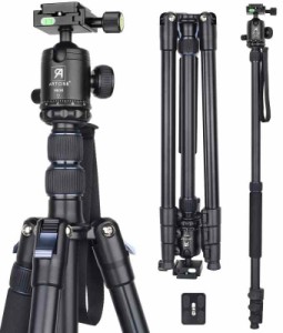 コンパクトアルミ 三脚 全伸高 209.8cm トラベル 一脚伸縮可変式 レバーロック Tripod 高級ボール雲台とクイックシュー付き ARTCISE 軽量