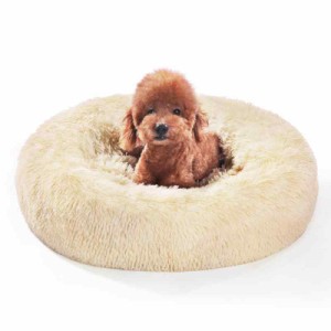 猫 ベッド 犬 ベッド クッション グッズ 小型犬用 ペット用品 (60L x 60W x 20H cm, ベージュ)