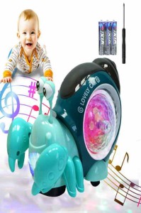 Babyn 恐竜 ブルー おもちゃ ミラーボール 光る 動く 恐竜おもちゃ ハイハイ 音楽 男の子 女の子 誕生日 ギフト toys (4.ヤドカリブルー)