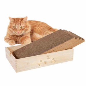 SINKIRI 猫用 爪とぎ 猫 爪研ぎ 爪磨き 猫用段ボール 4枚入り 爪とぎベッド 猫ベッド兼用 猫用品 天然のヒノキ箱… (足跡（大きめ ）)