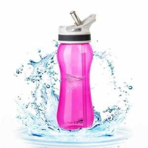 AceCamp ストローボトル 米国のトライタン材料 BPAフリー 女性向き スポーツ 水筒 600ml (Red)