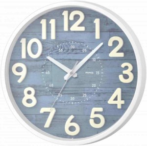 MAG(マグ) 掛け時計 アナログ クレープ 静音 連続秒針 立体文字 (ブルー)