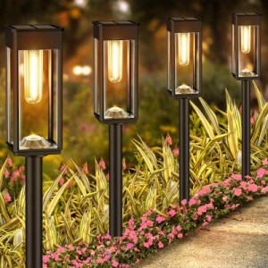 BITPOTT ソーラーライト 屋外 IP65防水 ガーデンライト 電球色 LED 通路ライト 高輝度 イルミネーション 自動点灯/消灯 埋め込み式 庭/ガ