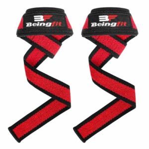 Beingfit リストストラップ 筋トレ リフティングストラップ 正規品 ２個セット 60cm ベンチプレス 握力補助 男女兼用 パット付き プロシ