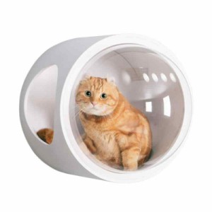 MYZOO マイズー 宇宙船 GAMMA 猫ベッド 床置き 壁付け キャットツリー キャットタワー ドーム型 (ホワイト)