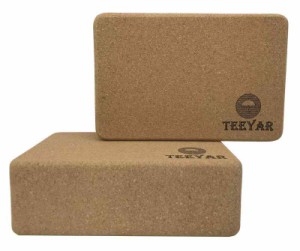 ヨガブロック コルク- Teeyar 2個セット 頑丈な 天然スペインのコルク運動ブロック 23 x 15 x 7.6cm ヨガ/ピラティス/ジム 練習用, バラ