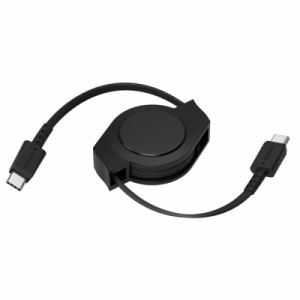 オウルテック Type-C (USB-C) to Type-C (USB-C) ケーブル 巻取り式 USB PD 60W対応 両引きタイプ 軽量 コンパクト 静音 1.2m (ブラック)