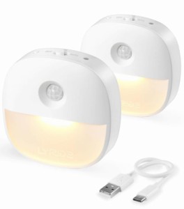 LYRIDZ LEDセンサーライト 足元灯 usb充電式 人感センサーライト (電球色 2 PACK)