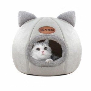 Nikuwaxi 猫ベッド 猫ハウス ペット用寝袋 キャットハウス ドーム型 暖かい ふわふわ 休憩所 軽量でポータブル寝床 冬用 ぐっすり眠れる 