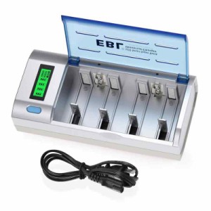 EBL 充電池 充電器 セット ニッケル水素/ニカド電池専用 充電器2 USB (1.0A*2)＋充電池＊４本(Black) (単3 単4充電器)