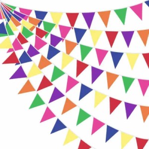 PinkBlume 7色三角旗 布ガーランドバナーパーティー 飾り約10m カラフルな布の旗 パーティペナント装飾 アウトドア 旗 誕生日 飾り付け 1