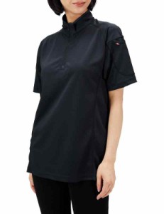 BURTLE バートル 半袖ジップシャツ 春夏用 415 (L, ブラック)