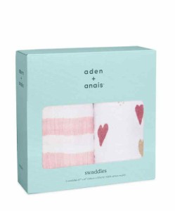 おくるみ ガーゼ ベビー 【 日本正規品 aden + anais おくるみ 2枚 セット】 (heart breaker)