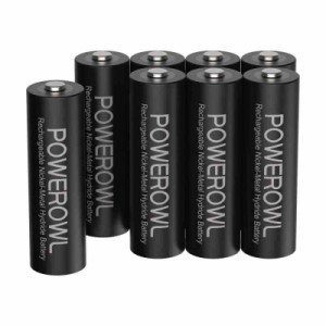 POWEROWL 単3形充電式電池、2800mAh 大容量電池 1.2V ニッケル水素電池 (単3形8個パック)