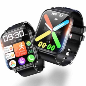スマートウォッチ Bluetooth5.3 【2024新登場・1.9インチ大画面】 活動量計 超薄型 iPhone/アンドロイド対応 Smart Watch 着信/メッセー
