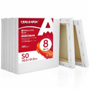 AUREUO 張りキャンバス セット 正方形 中目 100％コットン 初心者 絵画用具 芸術絵創作 現代油絵 美術装飾 水彩画・油絵画・アクリル兼用