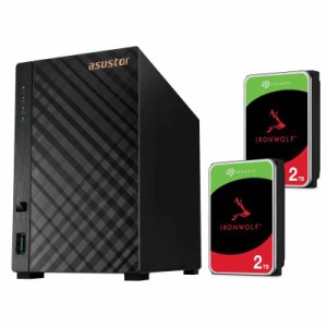 ASUSTOR 個人&家庭向け 2/4ベイ NASキット 2.5GbE 3年 (2 x Seagate 2TB HDD, AS1102T)
