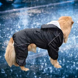 LIKOKLIN 犬用レインコート 犬カッパ 雨具 通気 帽子付き 反射条付き 散歩用犬服 着脱簡単 ド 犬ジャケット ペット雨具 中型犬 大型犬 着