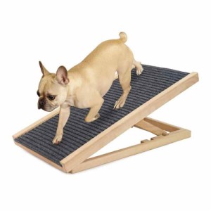 ペットの階段 犬のステップペットスロープ調節可能な木製ペット階段ポータブル折り畳み式の犬の安全性スロープ、ウッドペットランプ/はし
