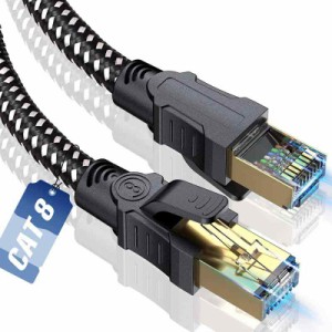 Lanケーブル CAT8,SWECENT 有線lanケーブルカテゴリー8イーサネットケーブル 40Gbps 2000MHz SFTP RJ45 超高速らんけーぶる 金メッキコネ