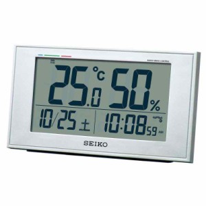 セイコークロック 置き時計 (シルバー/メイン表示温湿度計)