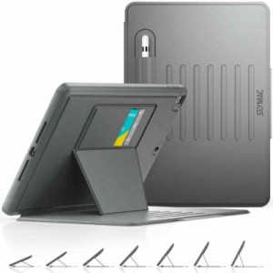 SEYMAC stock iPad ケース耐衝撃 横置き多角度調節 強磁力 ペン収納 ケース 対応 iPad (iPad 10.2インチ, グレー)
