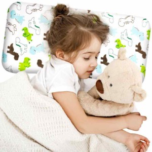 低反発ベビー枕 寝姿矯正・向き癖防止 新生児~6歳用 綿100% 無添加 通気性 洗える 軽量設計(1kg以下) - 寝ハゲ対策に最適な赤ちゃん枕 (