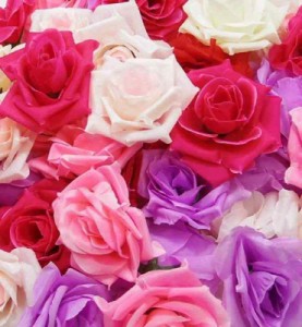 【glaystore】 バラ 造花 ローズ 薔薇 アレンジ 8センチ 50個セット 結婚式 2次会 パーティー ブライダルイベントに (ピンク×レッド×ラ