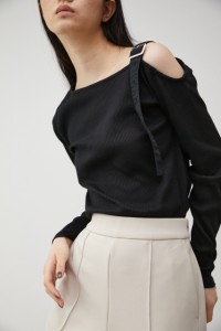 【50％OFF】 ONE SHOULDER BELT RIB TOPS/ワンショルダーベルトリブトップス WOMENSレディース