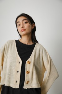 【50％OFF】 SHORT WAFFLE CARDIGAN/ショートワッフルカーディガン WOMENSレディース