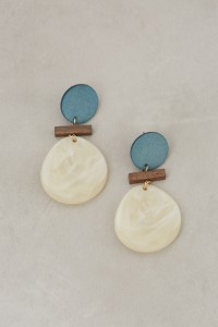 WOOD × MARBLE ACRYL EARRINGS/ウッド×マーブルアクリルピアス WOMENSレディース